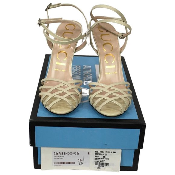 Gucci Women's Vintage Shiny Patent Leather High Heels Sandals DM52 - Picture 5 of 16